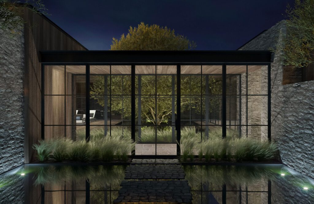 Eric Olsen Design 3D architectural entry night water rendering in Dana Point, CA