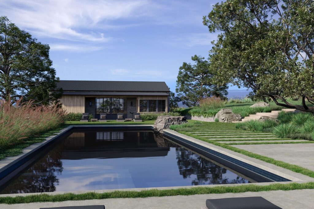 Eric Olsen Design 3D architectural pool cabana rendering in Carmel, CA