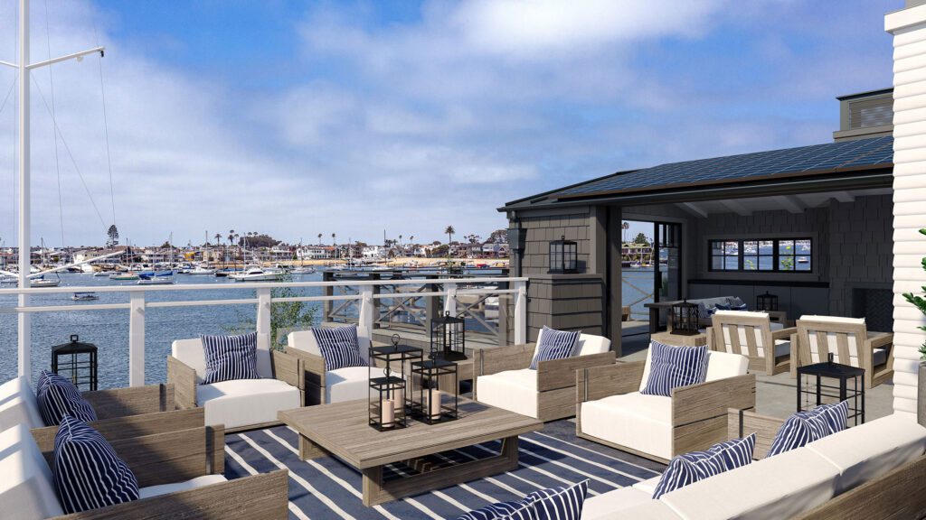 Robert Sinclair, Architect 3D architectural roof deck rendering in Newport Beach, CA
